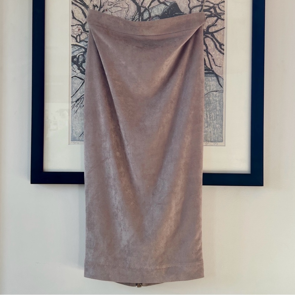 House Of CB Guiditta Taupe Suedette Skirt in Taupe - Picture 2 of 10